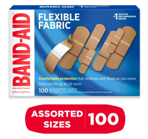 Band-Aid Brand Flexible Fabric Adhesive Bandages, Assorted, 100 ct