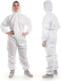 Disposable Coveralls with Hood for Men, Women Hazmat Suits Disposable, 55G Poly Disposable Coverall Suit with Zip-Front