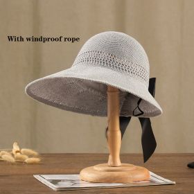 Wide Brim Sun Visor Crochet Picnic Hat Beach UV Protection Scallop Cap For Outdoor; Women's Hat & Caps (Color: 2# Grey)