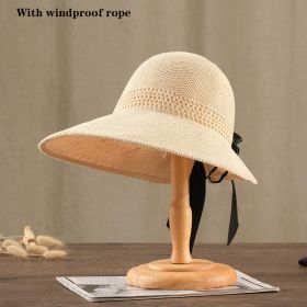 Wide Brim Sun Visor Crochet Picnic Hat Beach UV Protection Scallop Cap For Outdoor; Women's Hat & Caps (Color: 4# Beige)