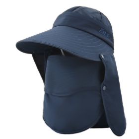 Outdoor Sun Protection Fishing Hat With Neck Shield For Beach Sports Cycling (Color: navy blue)