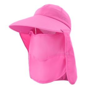 Outdoor Sun Protection Fishing Hat With Neck Shield For Beach Sports Cycling (Color: rose red)