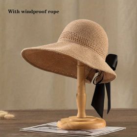 Wide Brim Sun Visor Crochet Picnic Hat Beach UV Protection Scallop Cap For Outdoor; Women's Hat & Caps (Color: 1# Dark Brown)