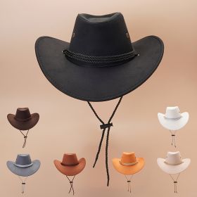 Western Cowboy Hat Vintage Jazz Hat Outdoor Fishing Cowgirl Sun Hat Wide Brim Summer Sunscreen Travel Beach Hat (Color: Beige Color)