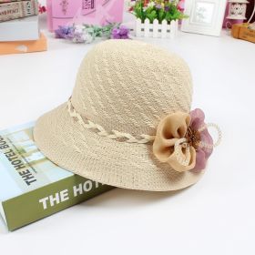 Women Sun Hat; Flower Decor Easter Elegant Straw Hat Outdoor Sunscreen Foldable Vacation Beach Bucket Hats (Color: Pink)