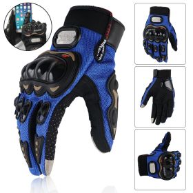 1 Pair Riding Tribe Touch Screen Motorcycle Gloves, Full Finger Hard Knuckle Safety Gloves Motos Luvas Motocross Protective Gear Racing Gloves (Color: Blue)