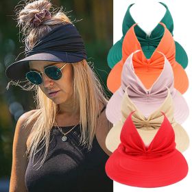 Women Sun Visor Sun Hat Women Anti-ultraviolet Elastic Hollow Top Hat Outdoor Quick-drying Sun Hat Summer Beach Hat 2021 New (Color: Orange5)