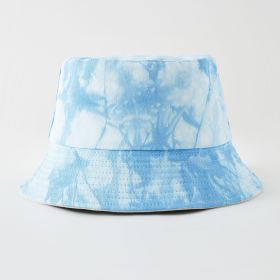 New tie-dye fisherman hat fashion men's and women's basin hat sunshade outdoor hat men's and women's leisure fisherman hat (Color: sky blue)