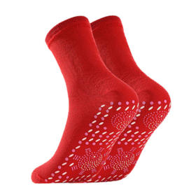 Winter Self-heating Health Care Socks Women Ski Sports Self Heated Massage Man Short Sock Magnetic Therapy Comfortable Warm Sox (Color: Red)