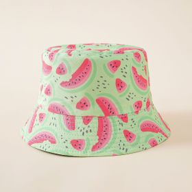 Watermelon hat new pattern fisherman hat women summer outdoor printing double-sided sun hat couple leisure (Color: Watermelon-Green)