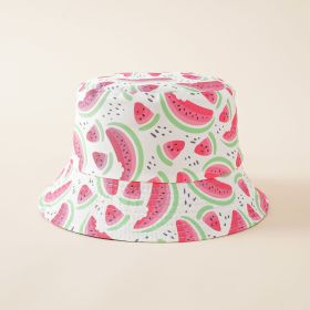 Watermelon hat new pattern fisherman hat women summer outdoor printing double-sided sun hat couple leisure (Color: Watermelon-White)