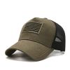 Fashion Tactical Hip Hop American Flag Military Sport Outdoor Peaked Caps Unisex Mesh Embroidered Casual Adjustable Hats