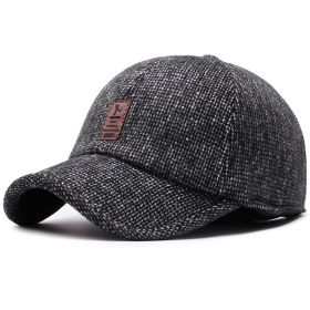 Winter Ears Protected Men Woolen Baseball Cap Women Solid Snapback Label Stick Sunhat Outdoor Hip Hop Baseball Hats Casquette (Color: Grey Baseball Cap)