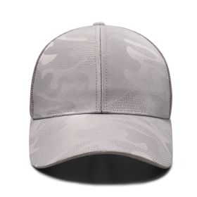 Female Ponytail Baseball Cap Shade Sun Hat Print Pattern Cap Summer for Outdoor Sports (Color: Grey)