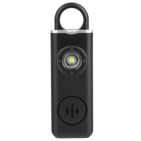 Rechargeable Personal Safety Alarm Portable 130dB Self-defense Siren with Strobe Light LED Light Carabiner (Color: Black)