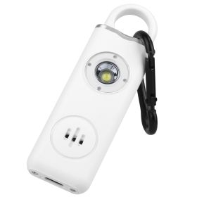 Rechargeable Personal Safety Alarm Portable 130dB Self-defense Siren with Strobe Light LED Light Carabiner (Color: White)