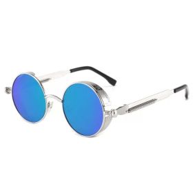 Classic Gothic Steampunk Sunglasses Luxury Brand Designer High Quality Men and Women Retro Round Metal Frame Sunglasses UV400 (Lenses Color: COLOR-25)