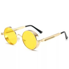 Classic Gothic Steampunk Sunglasses Luxury Brand Designer High Quality Men and Women Retro Round Metal Frame Sunglasses UV400 (Lenses Color: COLOR-12)