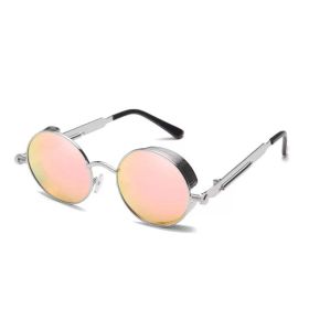 Classic Gothic Steampunk Sunglasses Luxury Brand Designer High Quality Men and Women Retro Round Metal Frame Sunglasses UV400 (Lenses Color: COLOR-22)