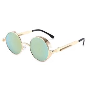 Classic Gothic Steampunk Sunglasses Luxury Brand Designer High Quality Men and Women Retro Round Metal Frame Sunglasses UV400 (Lenses Color: COLOR-27)