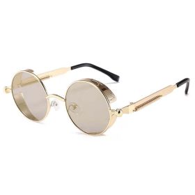 Classic Gothic Steampunk Sunglasses Luxury Brand Designer High Quality Men and Women Retro Round Metal Frame Sunglasses UV400 (Lenses Color: COLOR-8)