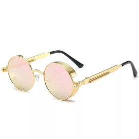 Classic Gothic Steampunk Sunglasses Luxury Brand Designer High Quality Men and Women Retro Round Metal Frame Sunglasses UV400 (Lenses Color: COLOR-13)