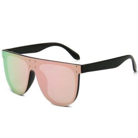 Silver Mirror womens sunglasses brand designer Vintage Sun Glasses Men Luxury Oversized Square Shades UV400 Glam Big Eyewear (Lenses Color: C4 pink black leg)