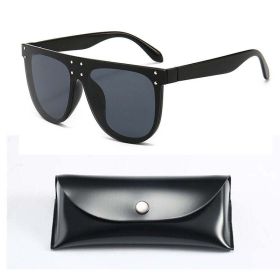 Silver Mirror womens sunglasses brand designer Vintage Sun Glasses Men Luxury Oversized Square Shades UV400 Glam Big Eyewear (Lenses Color: C1 black with box)