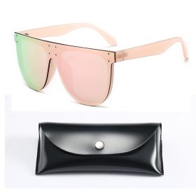 Silver Mirror womens sunglasses brand designer Vintage Sun Glasses Men Luxury Oversized Square Shades UV400 Glam Big Eyewear (Lenses Color: C2  Pink leg W box)