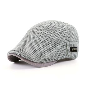 Summer Mens Hats Breathable Mesh Newsboy Caps Outdoor Gorro Hombre Boina Golf Hat Fashion Solid Flat Cap For Women (Color: Grey)