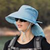 Wide Brim Shawl Ponytail Bucket Hat For Women; Outdoor Fishing Hiking UV Protection Bonnet