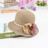 Women Sun Hat; Flower Decor Easter Elegant Straw Hat Outdoor Sunscreen Foldable Vacation Beach Bucket Hats